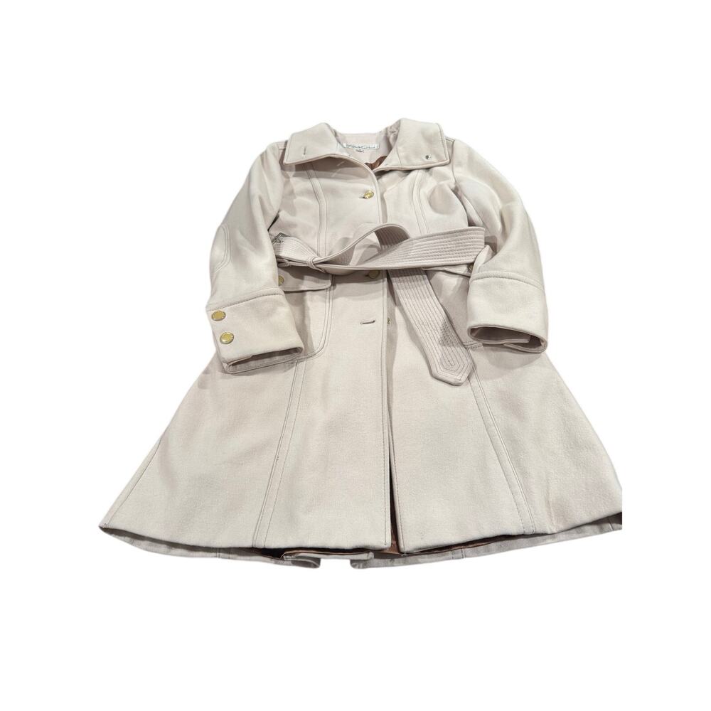 Kenneth Cole New York Wool Blend Belted Coat Women’s Size 8 Cream Peacoat - Picture 4 of 15